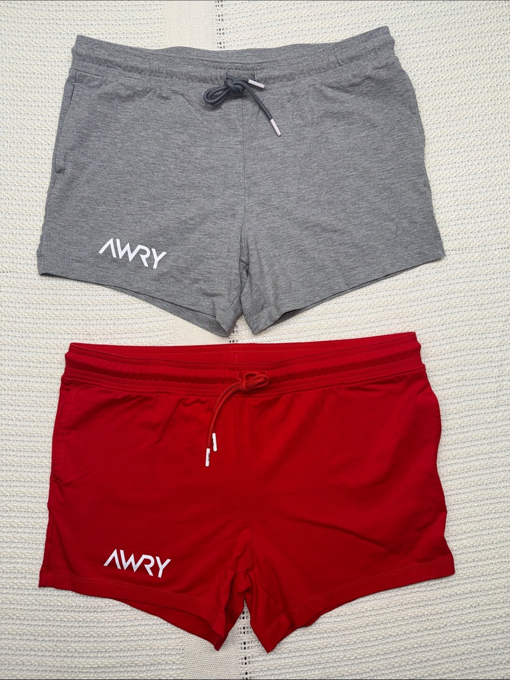 Bundle AWRY Men’s Athletic Shorts — Gray & Red Performance Drawstring Shorts